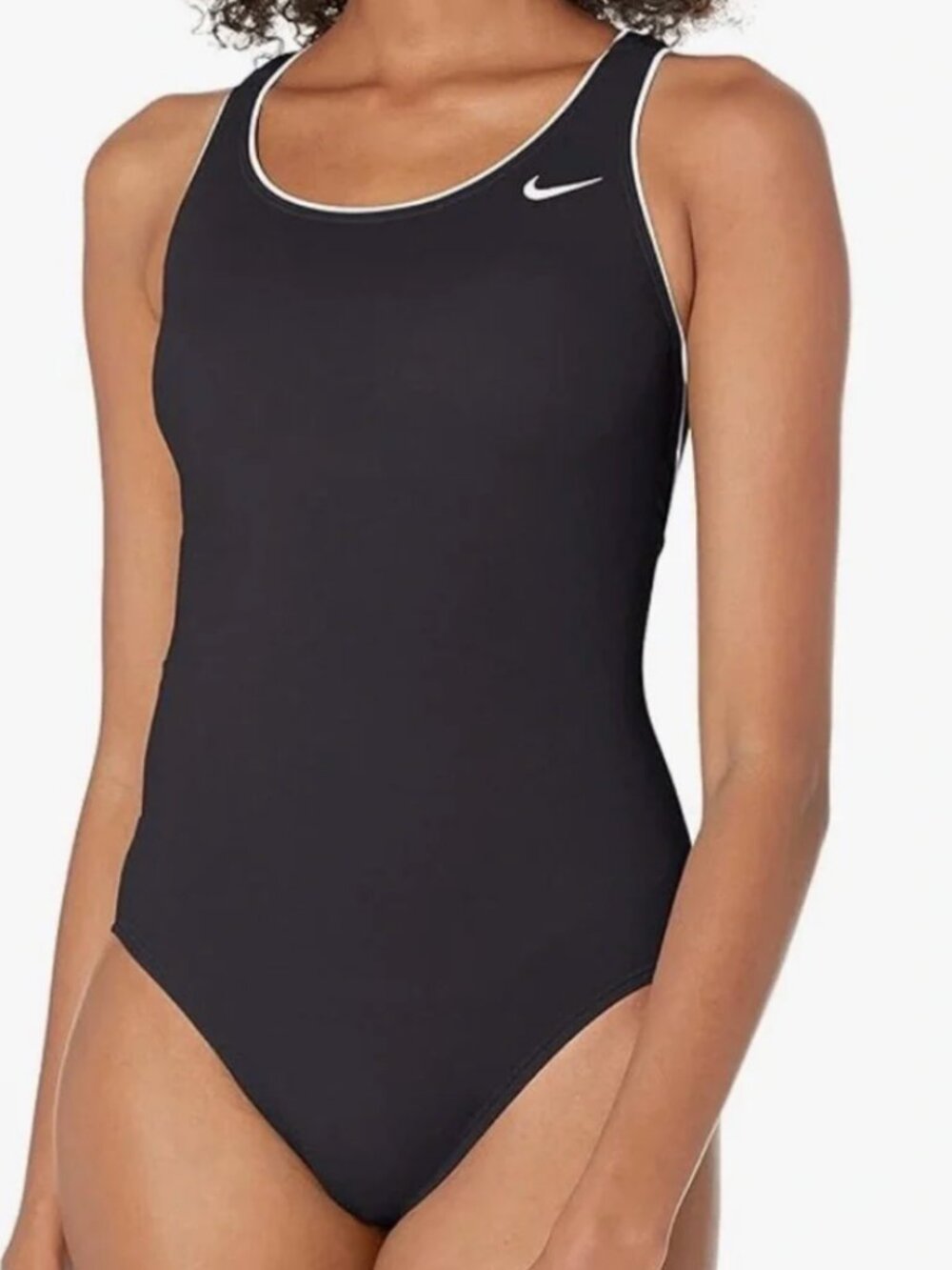 Nike Women's Solid Powerback One Piece Black Swimsuit Size Large
